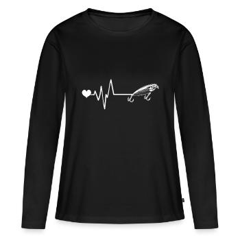 Hameçon Pulse - T-shirt manches longues Premium bio Femme - noir - Devant - Julia (174cm)