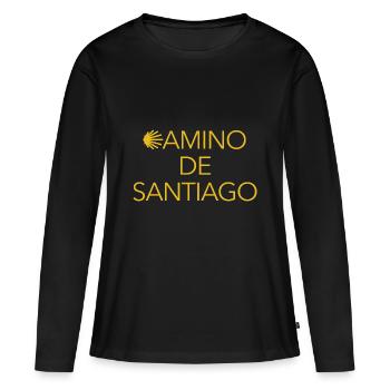 Chemin de Saint-Jacques-de-Compostelle - Pétoncle - Pèlerinage - T-shirt manches longues Premium bio Femme - noir - Devant - Julia (174cm)