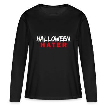 HALLOWEEN Hater - Frauen Premium Bio Langarmshirt - Schwarz - Vorne - Julia (174cm)