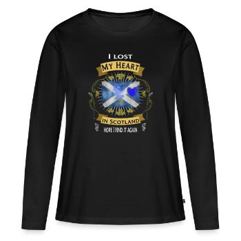 Schottland - Herz in Schottland verloren... - Frauen Premium Bio Langarmshirt - Schwarz - Vorne - Julia (174cm)