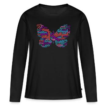 Cadeau papillon Emma Wordcloud pour Emma - T-shirt manches longues Premium bio Femme - noir - Devant - Julia (174cm)