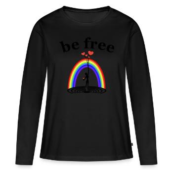 Soyez libre - Liberté - T-shirt manches longues Premium bio Femme - noir - Devant - Julia (174cm)