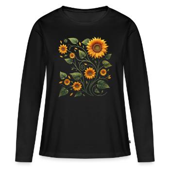 Tournesol Vigne Tournesol Tournesol Bouquet - T-shirt manches longues Premium bio Femme - noir - Devant - Julia (174cm)