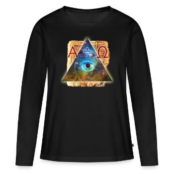 L'oeil de Dieu Alpha Omega + - All-Seeing - T-shirt manches longues Premium bio Femme - noir - Devant - Julia (174cm)