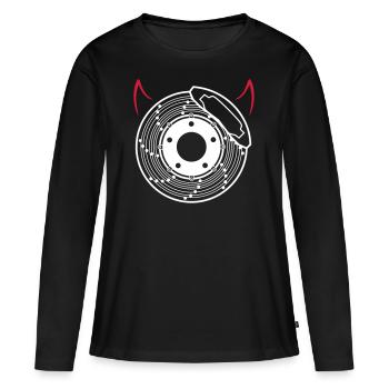 Disque de frein avec des cornes 2farbig - T-shirt manches longues Premium bio Femme - noir - Devant - Julia (174cm)
