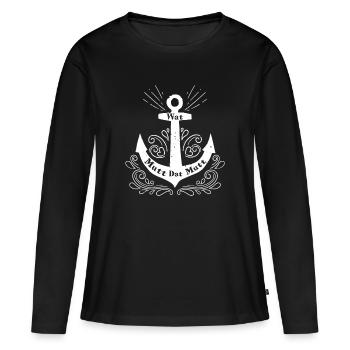 Plattdeutsche Sprüche - Frauen Premium Bio Langarmshirt - Schwarz - Vorne - Julia (174cm)