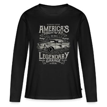 Autoroute de l'Amérique - T-shirt manches longues Premium bio Femme - noir - Devant - Julia (174cm)