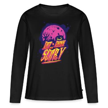 Halloween - T-shirt manches longues Premium bio Femme - noir - Devant - Julia (174cm)