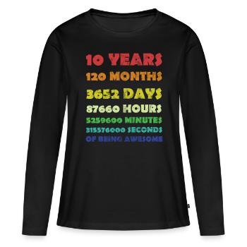 10 Jahre alt 10. Geburtstag Vintage Retro - Frauen Premium Bio Langarmshirt - Schwarz - Vorne - Julia (174cm)