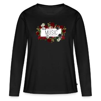 Un jour sans musique est un jour perdu - T-shirt manches longues Premium bio Femme - noir - Devant - Julia (174cm)