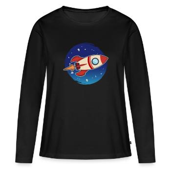 Fast Rocket se lance dans l'espace - T-shirt manches longues Premium bio Femme - noir - Devant - Julia (174cm)