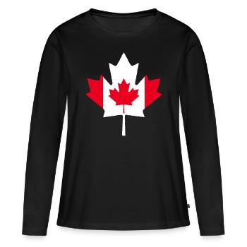 Maple Maple Leaf Canada - Women's Premium Organic Long Sleeve Shirt - black - Front - Julia (174cm)