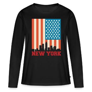 New York - T-shirt manches longues Premium bio Femme - noir - Devant - Julia (174cm)