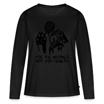 VEGAN For The Animals Not For Health - Frauen Premium Bio Langarmshirt - Schwarz - Vorne - Julia (174cm)