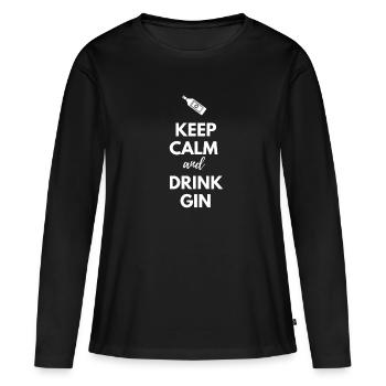 Keep Calm Drink Boisson au citron et au citron vert - T-shirt manches longues Premium bio Femme - noir - Devant - Julia (174cm)