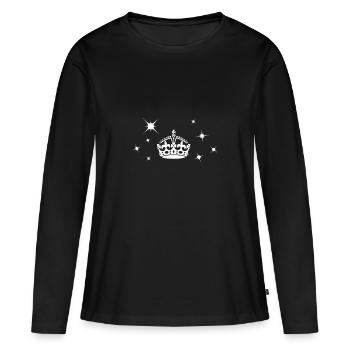 Keep Calm Couronne Star Couronne couronne couronne - T-shirt manches longues Premium bio Femme - noir - Devant - Julia (174cm)