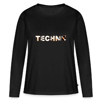Techno Fusion Typographie Musique Club Sound Party - T-shirt manches longues Premium bio Femme - noir - Devant - Julia (174cm)