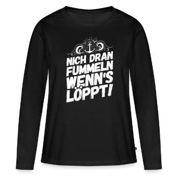 Plattdeutsch Sprüche Norddeutschland Fummeln - Frauen Premium Bio Langarmshirt - Schwarz - Vorne - Julia (174cm)