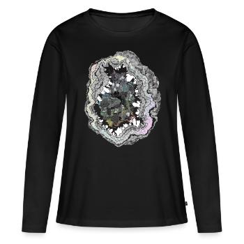 Géode - T-shirt manches longues Premium bio Femme - noir - Devant - Julia (174cm)