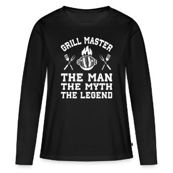 Grill Meister Man Myth Legend Grillen Grillsaison - Frauen Premium Bio Langarmshirt - Schwarz - Vorne - Julia (174cm)