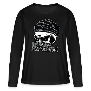 Skull, Totenkopf, Gang - Frauen Premium Bio Langarmshirt - Schwarz - Vorne - Julia (174cm)