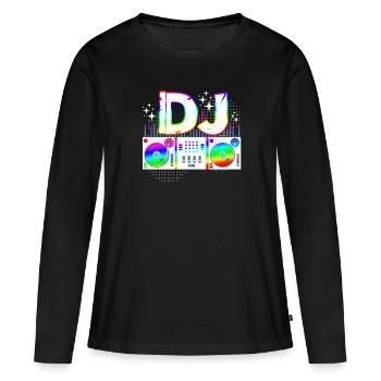 DJ - T-shirt manches longues Premium bio Femme - noir - Devant - Julia (174cm)