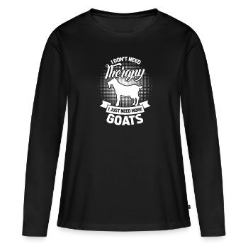 Chèvre chèvre chèvre chèvre cadeau paysan - T-shirt manches longues Premium bio Femme - noir - Devant - Julia (174cm)
