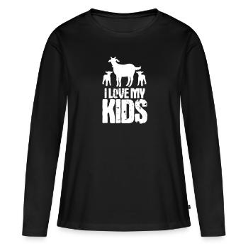 Chèvre chèvre chèvre chèvre cadeau paysan - T-shirt manches longues Premium bio Femme - noir - Devant - Julia (174cm)