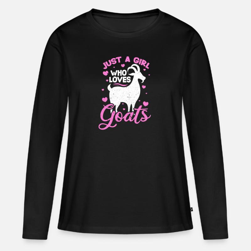 Ziege - Frauen Premium Bio Langarmshirt - Schwarz