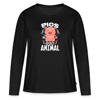 porc - T-shirt manches longues Premium bio Femme - noir - Devant - Julia (174cm)