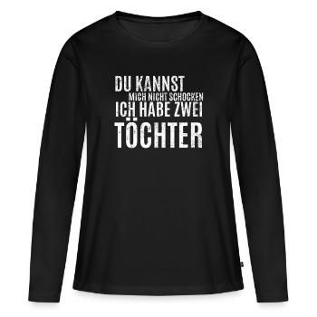 Père Papa Deux filles Chocs Sort Drôle - T-shirt manches longues Premium bio Femme - noir - Devant - Julia (174cm)