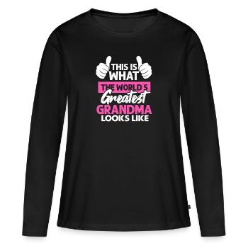 Großmutter Oma Grossmutter Enkel Mutter Geschenk - Frauen Premium Bio Langarmshirt - Schwarz - Vorne - Julia (174cm)