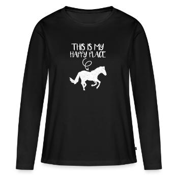 Cavalier Cavalier Cadeau Cheval - T-shirt manches longues Premium bio Femme - noir - Devant - Julia (174cm)