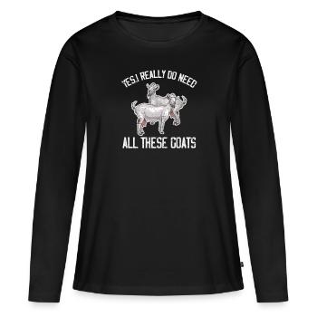 Chèvre chèvre chèvre chèvre cadeau paysan - T-shirt manches longues Premium bio Femme - noir - Devant - Julia (174cm)