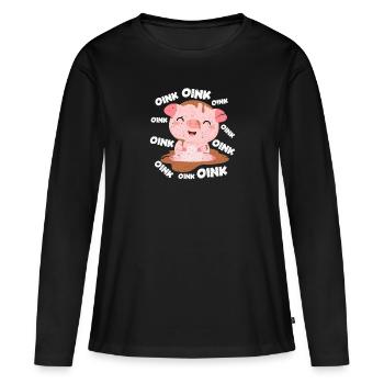 porcin - T-shirt manches longues Premium bio Femme - noir - Devant - Julia (174cm)