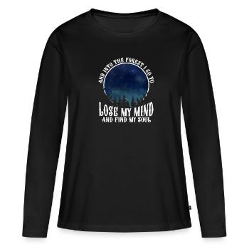 forêt - T-shirt manches longues Premium bio Femme - noir - Devant - Julia (174cm)