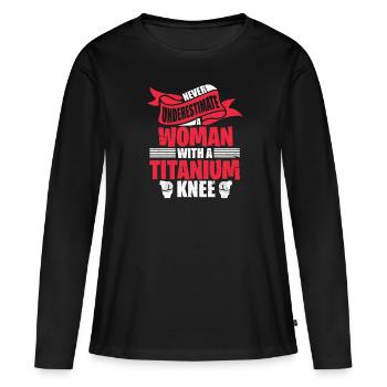 Opération du genou - T-shirt manches longues Premium bio Femme - noir - Devant - Julia (174cm)