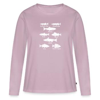 Cadeau pêcheur pêcheur poisson pêcheur - T-shirt manches longues Premium bio Femme - rose poudré - Devant - Julia (174cm)