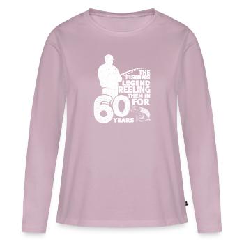 Cadeau de pêche pêcheur 60 ans 60 ans - T-shirt manches longues Premium bio Femme - rose poudré - Devant - Julia (174cm)