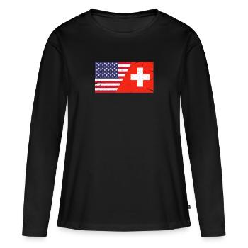 Suisse Amerique - T-shirt manches longues Premium bio Femme - noir - Devant - Julia (174cm)