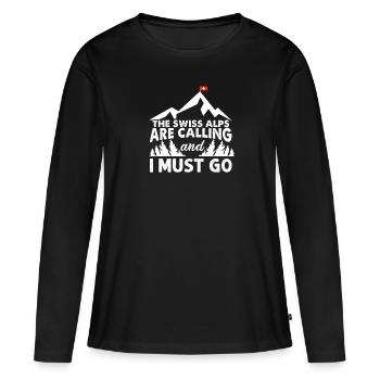 Schweizer Alpen - Frauen Premium Bio Langarmshirt - Schwarz - Vorne - Julia (174cm)