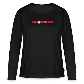 Suisse Suisse Suisse Cadeau - T-shirt manches longues Premium bio Femme - noir - Devant - Julia (174cm)