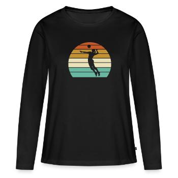 Volleyball rétro - T-shirt manches longues Premium bio Femme - noir - Devant - Julia (174cm)