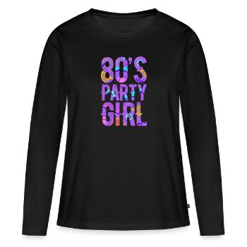 80 - Women's Premium Organic Long Sleeve Shirt - black - Front - Julia (174cm)