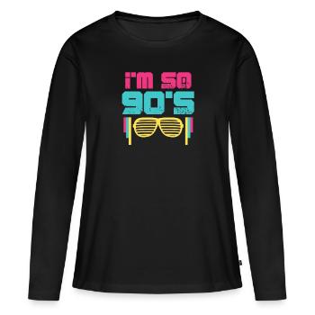 90er Jahre - Frauen Premium Bio Langarmshirt - Schwarz - Vorne - Julia (174cm)