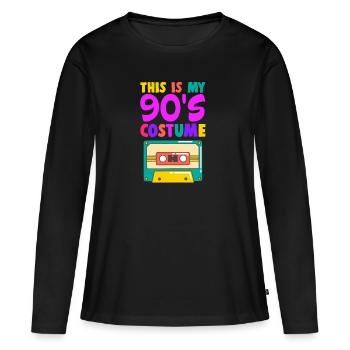 90er Jahre - Frauen Premium Bio Langarmshirt - Schwarz - Vorne - Julia (174cm)