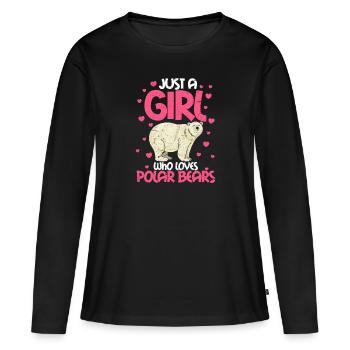 Ours polaire Fille Polaire Ours Polaire Ours Cadeau - T-shirt manches longues Premium bio Femme - noir - Devant - Julia (174cm)