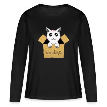 Le chat de Schrödinger dans une boîte - T-shirt manches longues Premium bio Femme - noir - Devant - Julia (174cm)