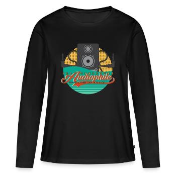 Vintage haut de gamme audiophile référence Hifi Freak - T-shirt manches longues Premium bio Femme - noir - Devant - Julia (174cm)