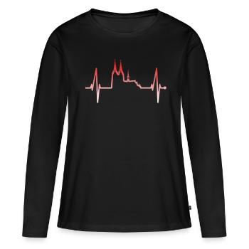 Coups de coeur de Cologne Skyline Cathédrale de Cologne Rouge Blanc Blanc - T-shirt manches longues Premium bio Femme - noir - Devant - Julia (174cm)